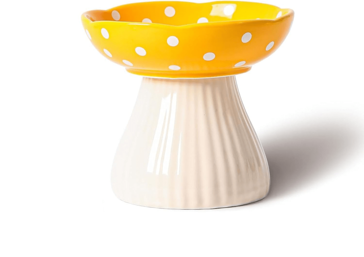 Mushroom Cat Bowl: Elevated, Neck Protection Design - Furvix