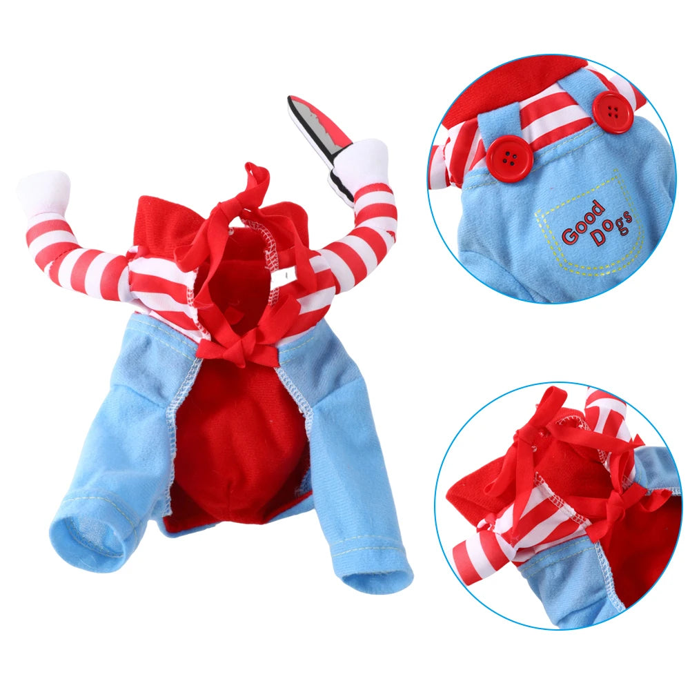 Hilarious Halloween Dog Costume - Knife-Wielding Puppy Cosplay Suit for Small to Large Dogs - Perfect Party Gift and Pet Apparel!