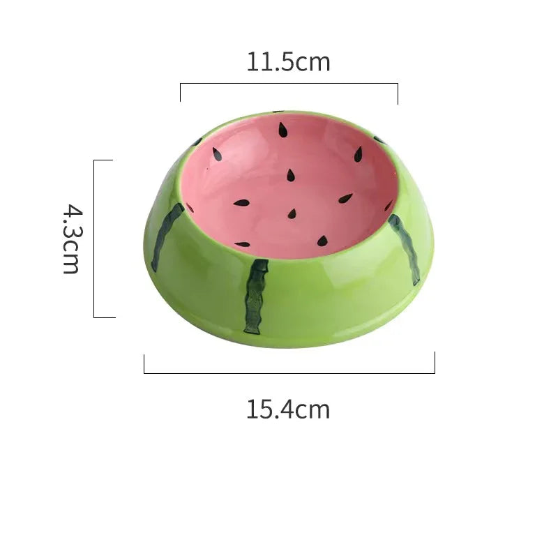 Cute Fruit Pet Bowls – Ceramic Dishes for Cats & Small Dogs