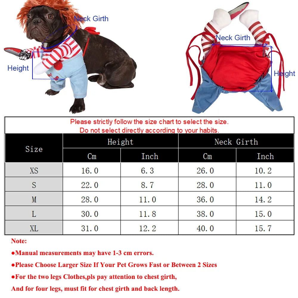 Hilarious Halloween Dog Costume - Knife-Wielding Puppy Cosplay Suit for Small to Large Dogs - Perfect Party Gift and Pet Apparel!