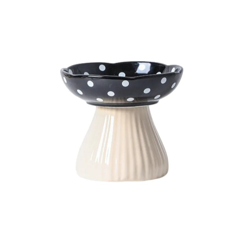 Mushroom Cat Feeding Bowl – Elevated Resin Pet Bowl for Food & Water, Neck Protection Design, Cute Home Décor