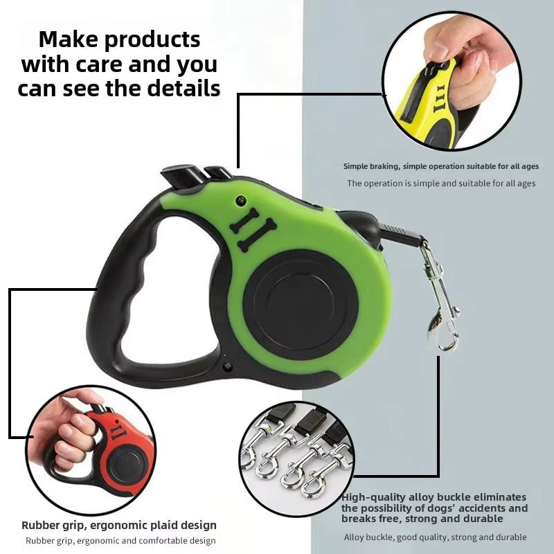 Strong Nylon Retractable Dog Leash for All Breeds - Furvix