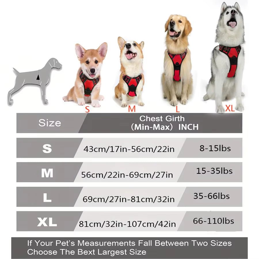 No Pull Dog Harness: Front Clip, Reflective, Control Handle - Furvix