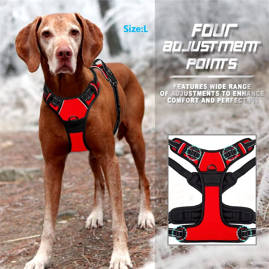 No Pull Dog Harness: Front Clip, Reflective, Control Handle - Furvix