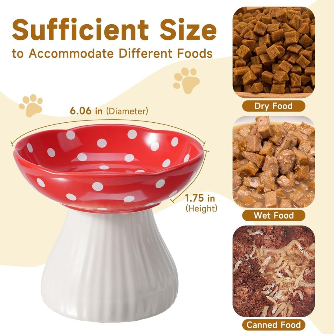 Mushroom Cat Bowl: Elevated, Neck Protection Design - Furvix