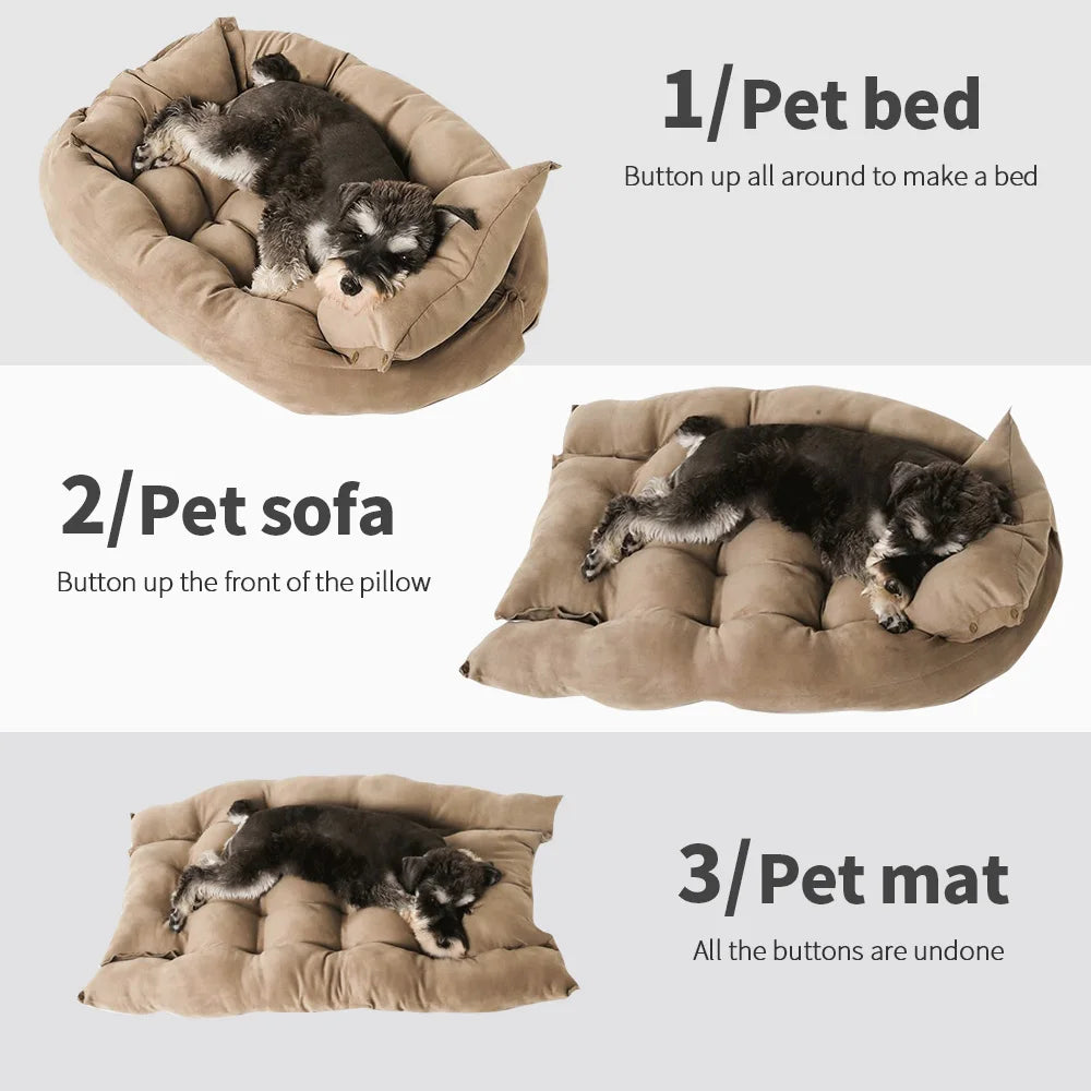 Multifunction Pet Bed – Sofa, Mat & Nest in One