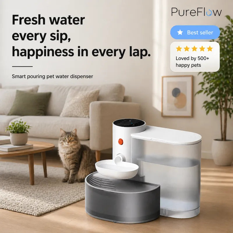 Quiet cat water fountain for picky cats