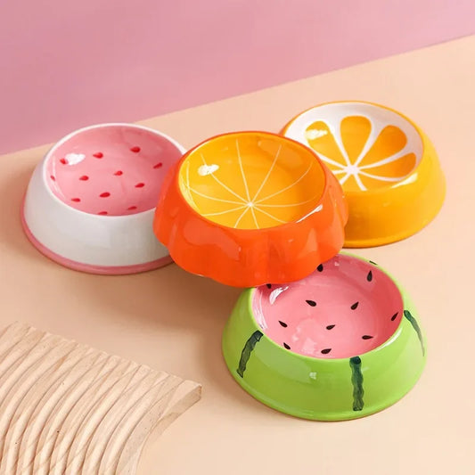 Cute Fruit Pet Bowls – Ceramic Dishes for Cats & Small Dogs