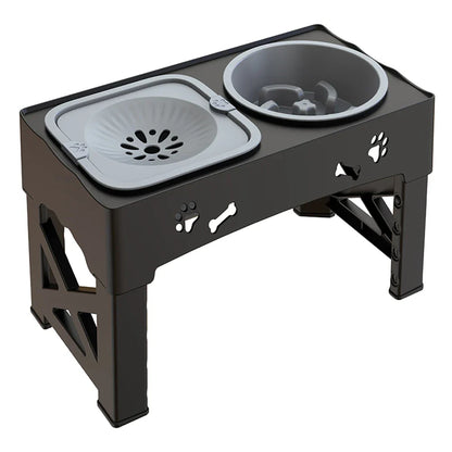 Foldable 3-in-1 Pet Bowls – Slow Feed, Adjustable Height
