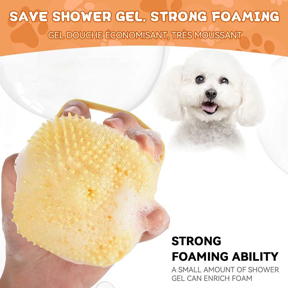 Pet Bath Brush with Shampoo Dispenser & Massage
