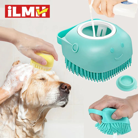 Pet Bath Brush with Shampoo Dispenser & Massage