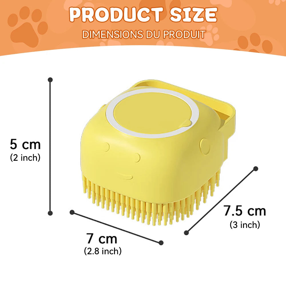 Pet Bath Brush with Shampoo Dispenser & Massage