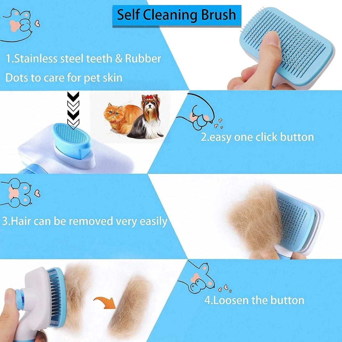 Pet Grooming Brush | Remove Loose Hair from Dogs & Cats - Furvix