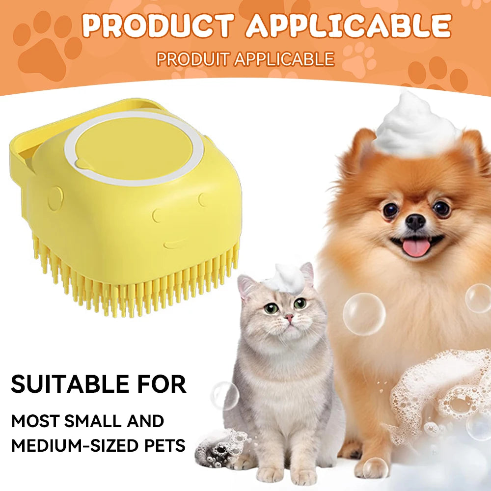 Pet Bath Brush with Shampoo Dispenser & Massage
