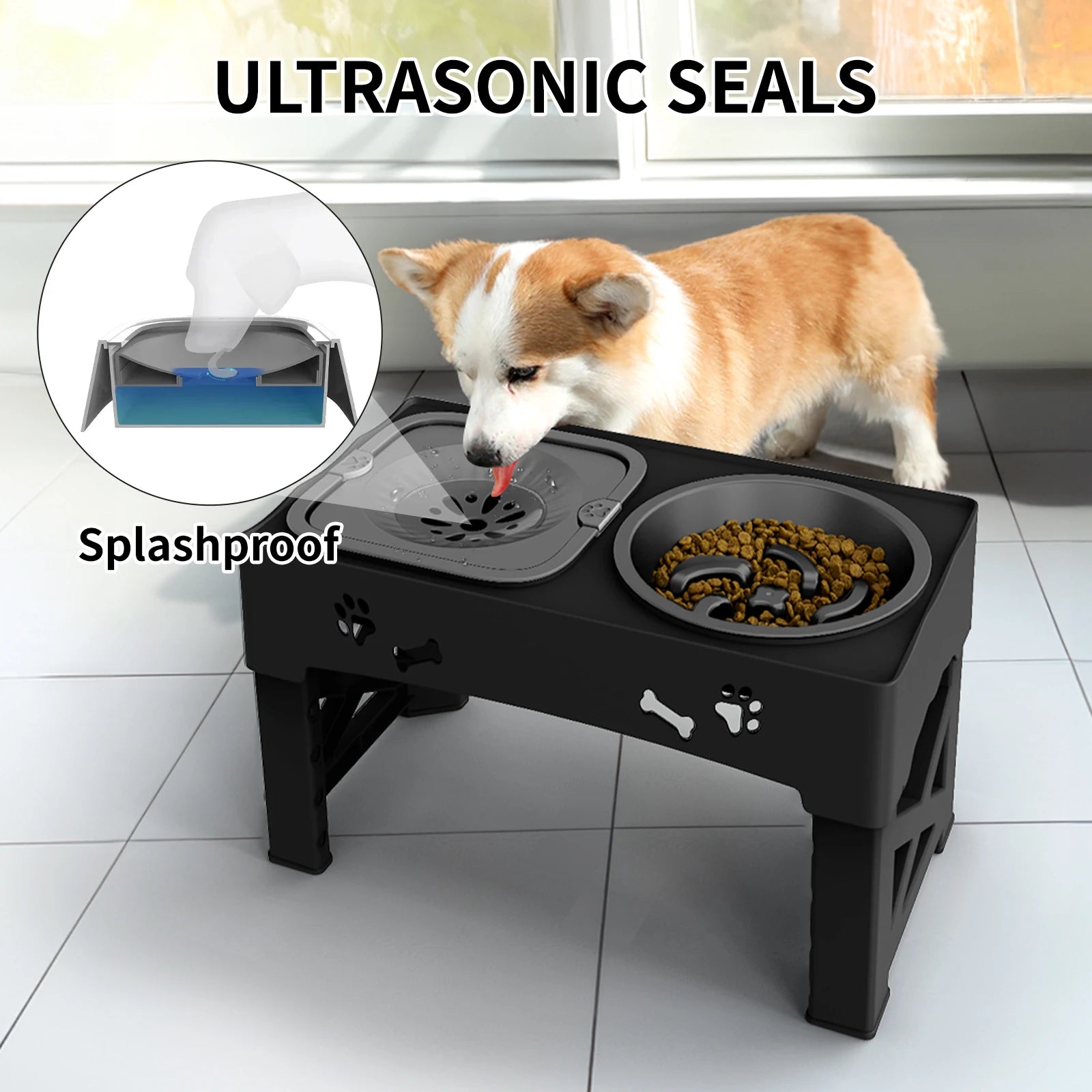 Foldable 3-in-1 Pet Bowls – Slow Feed, Adjustable Height