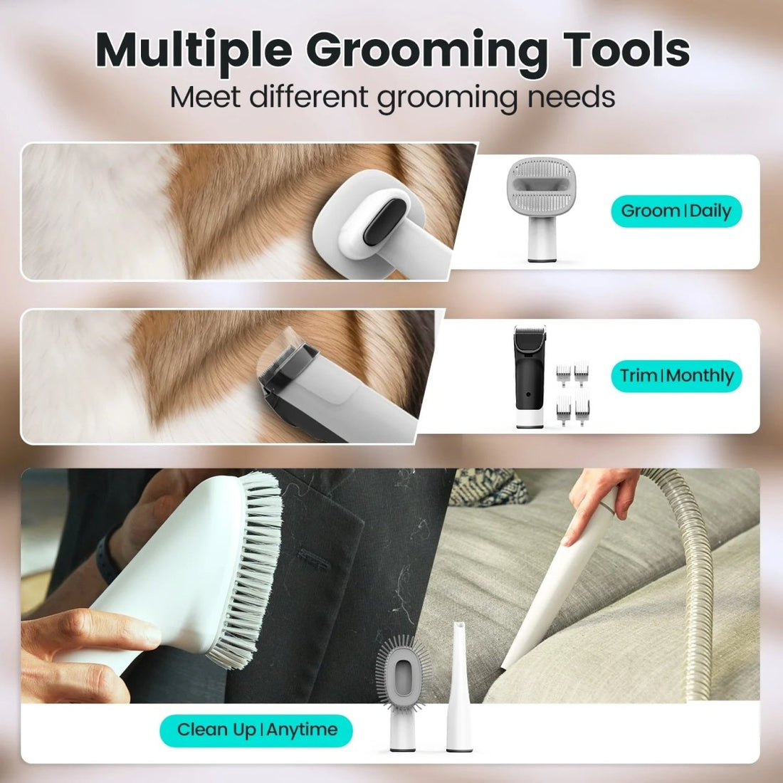 7 - in - 1 Dog Grooming Vacuum Kit – 11,000Pa Power - Furvix