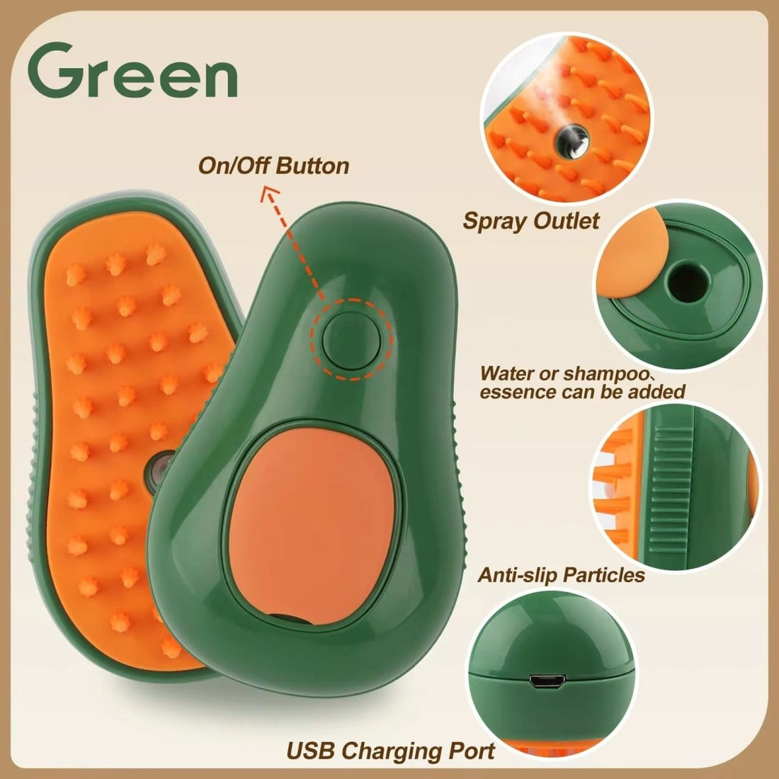 Pet grooming brush for shedding control