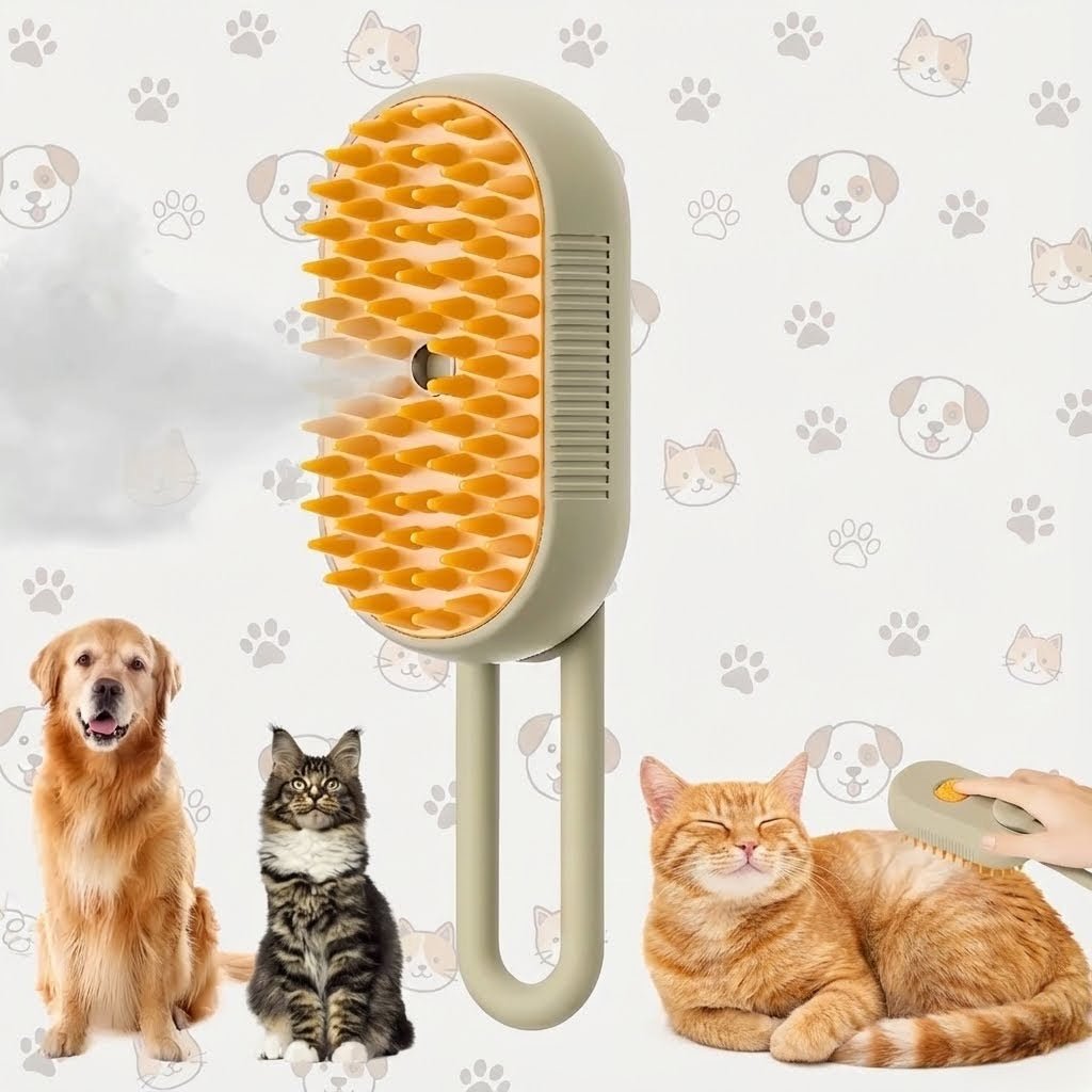 Pet Steam Brush 3 - in - 1 | Groom, Detangle & Remove Hair - Furvix